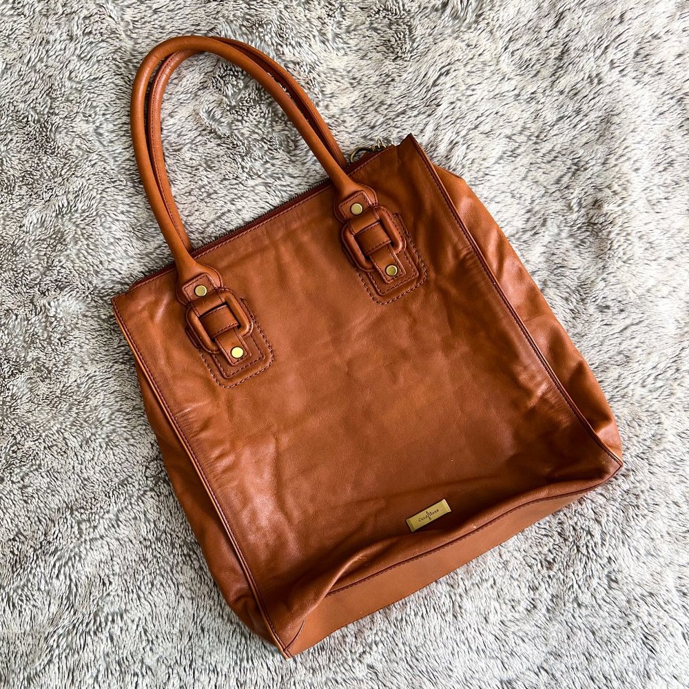 Cole Haan Executive Leather Tote in Saddle Brown